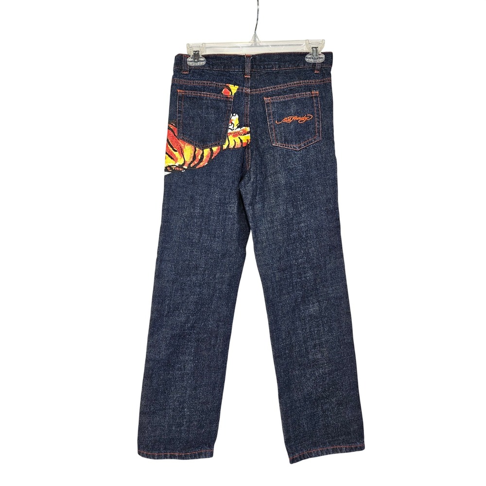Ed‎ Hardy Youth Tiger Straight Leg Jeans Size 10 Y2K Tattoo Art 26x25 Streetwear - Picture 2 of 13